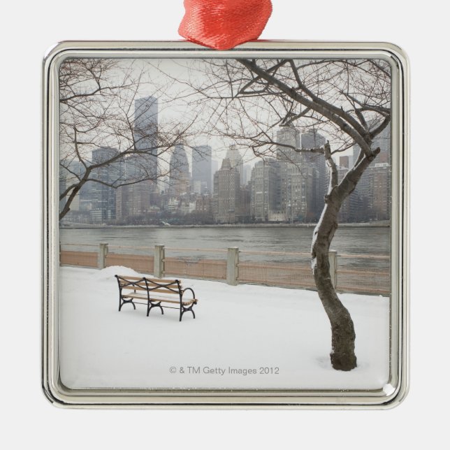 Ornamento De Metal Manhattan no inverno (Frente)