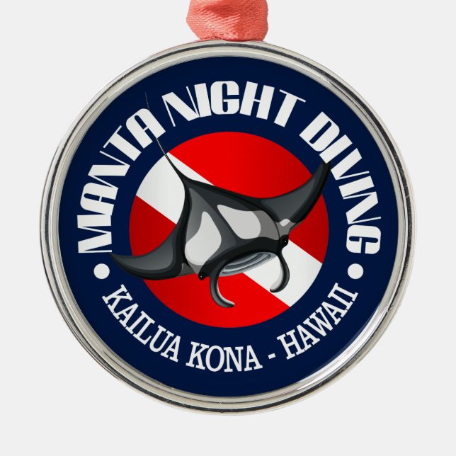 Ornamento De Metal Manta Night Diving (Kailua Kona) (Frente)