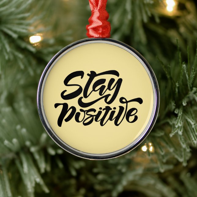 Ornamento De Metal Mantenha o amarelo positivo (Árvore)