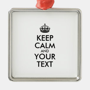 Ornamento De Metal MANTENHA O CALM Personalizado e o TEXTO