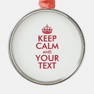 Ornamento De Metal MANTENHA O CALM Personalizado e o TEXTO