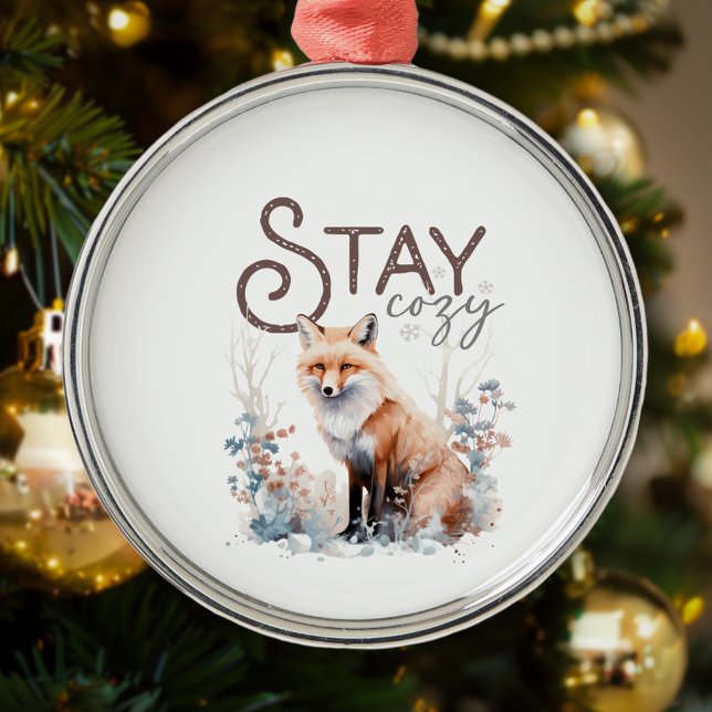 Ornamento De Metal Mantenha o Cozy Woodland Fox no Natal (Criador carregado)
