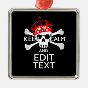 Ornamento De Metal Mantenha Seu Texto Calmo, Crossbones Crânio