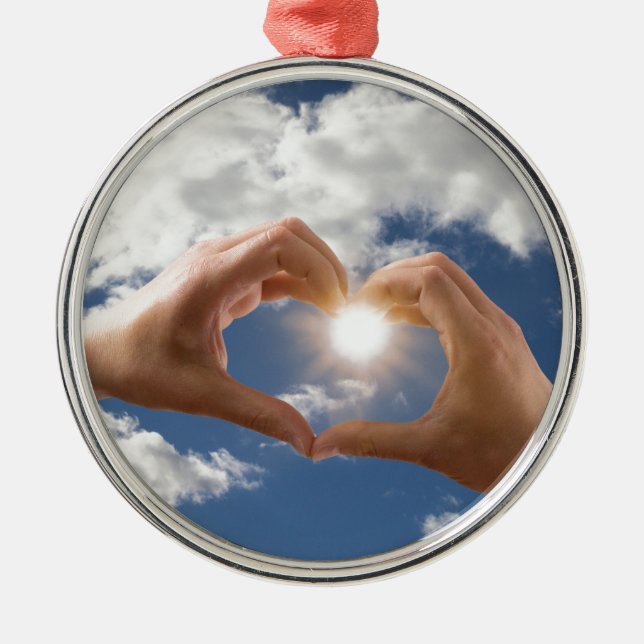 Ornamento De Metal Mãos de amor (Frente)