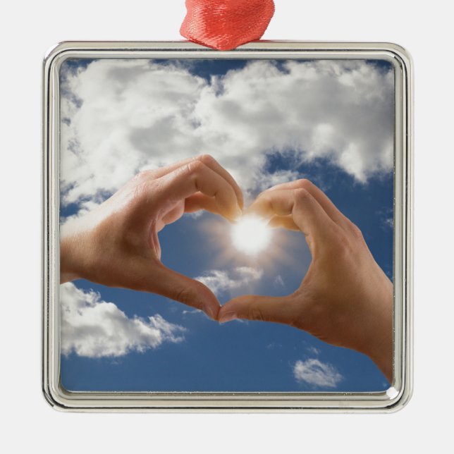 Ornamento De Metal Mãos do amor (Frente)
