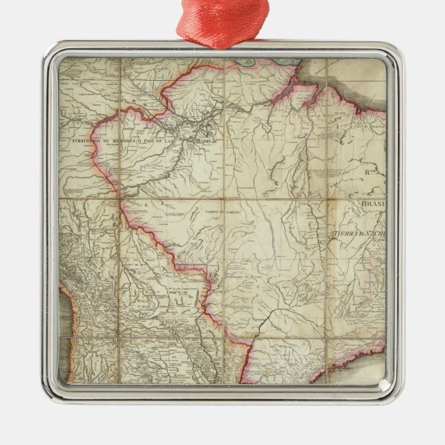 Ornamento De Metal Mapa 3 de Ámérica do Sul (Frente)