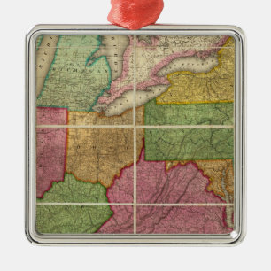 Ornamento De Metal Mapa 4 dos Estados Unidos