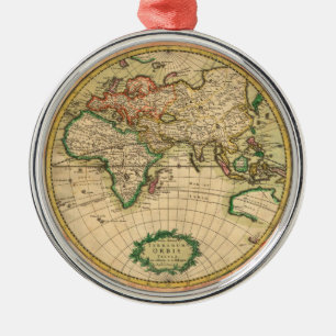 Ornamento De Metal Mapa antigo do mundo