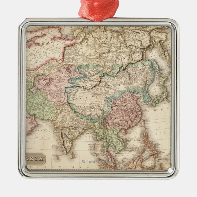 Ornamento De Metal Mapa ÁsiaPanorâmicaÁsia 12 (Frente)