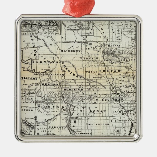 Ornamento De Metal Mapa correto de Dakota (Frente)