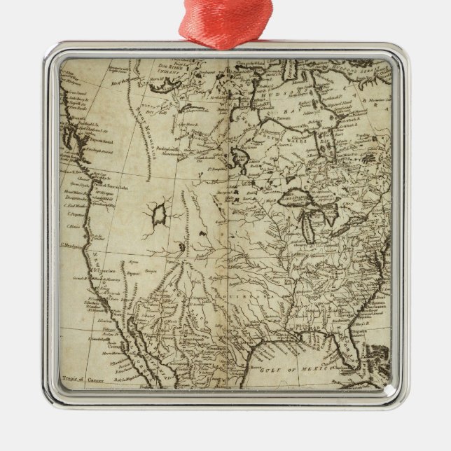 Ornamento De Metal Mapa da América do Norte (Frente)