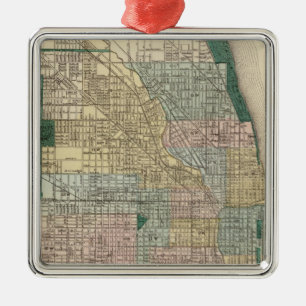 Ornamento De Metal Mapa da cidade de Chicago