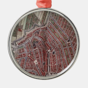 Ornamento De Metal Mapa da cidade de réplica de Amsterdã 1652