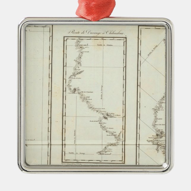 Ornamento De Metal Mapa da Cidade do México para Papais noeis do Novo (Frente)