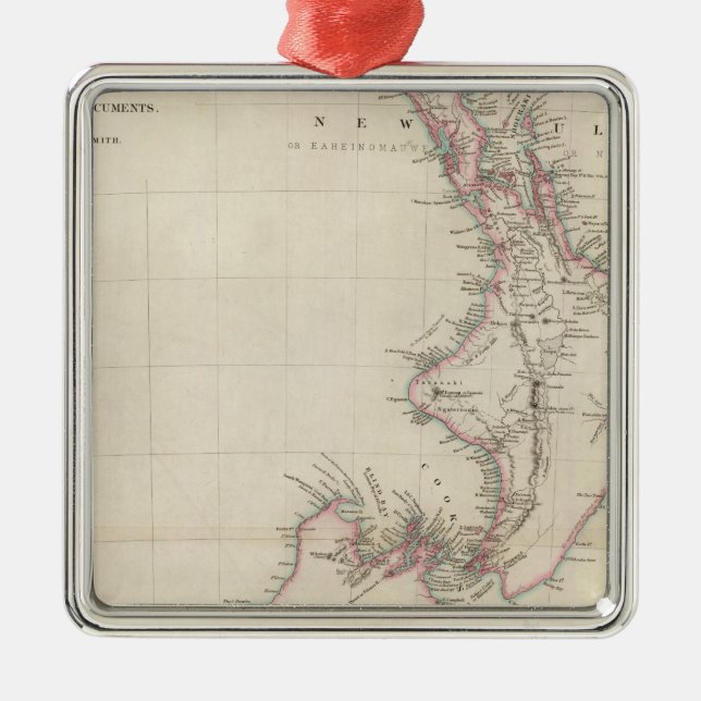 Ornamento De Metal Mapa da Colônia da Nova Zelândia (Frente)