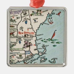Ornamento De Metal Mapa da Costa da Nova Inglaterra
