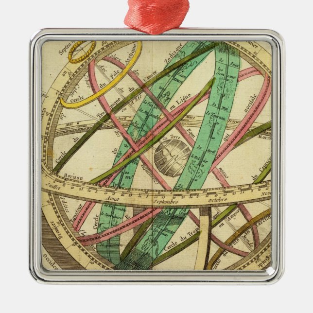 Ornamento De Metal Mapa da esfera (Frente)