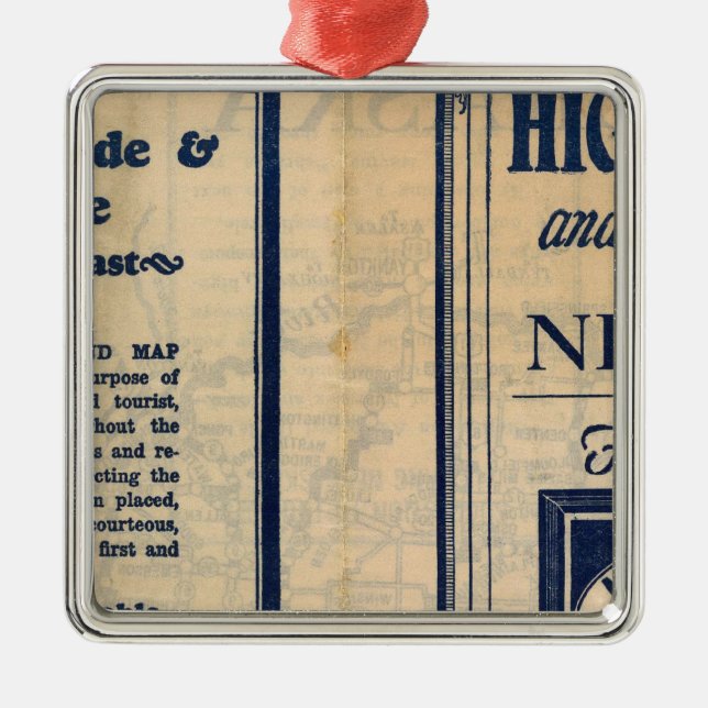 Ornamento De Metal Mapa da Estrada do Nebraska (Frente)