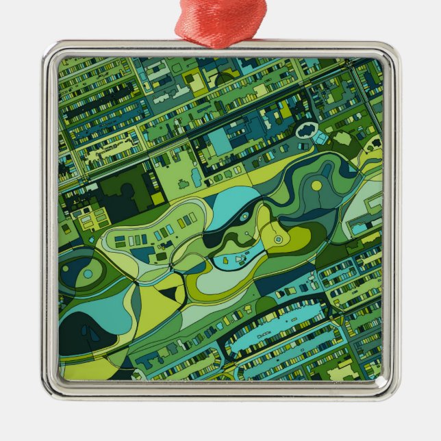 Ornamento De Metal Mapa da estrutura da cidade de Amsterdão (Frente)