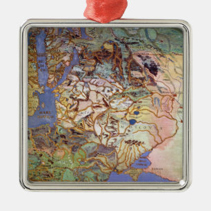 Ornamento De Metal Mapa da Europa Central