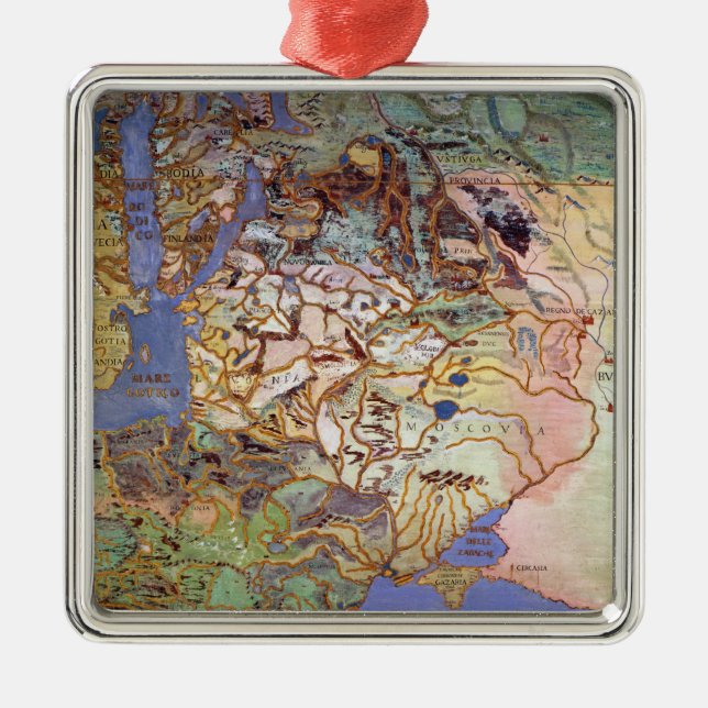 Ornamento De Metal Mapa da Europa Central (Frente)