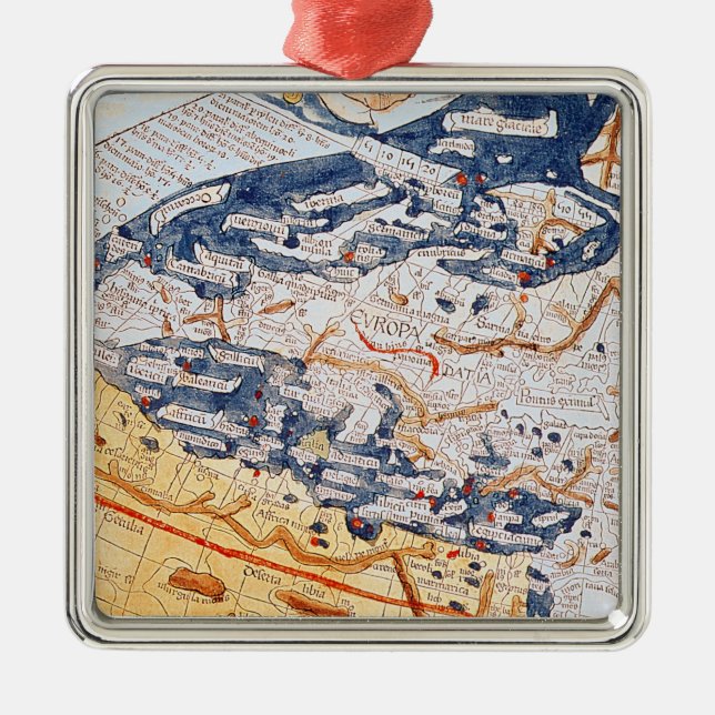 Ornamento De Metal Mapa da Europa Central, 1486 (Frente)