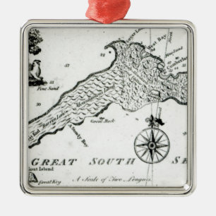 Ornamento De Metal Mapa da ilha de South Pacific, 1800