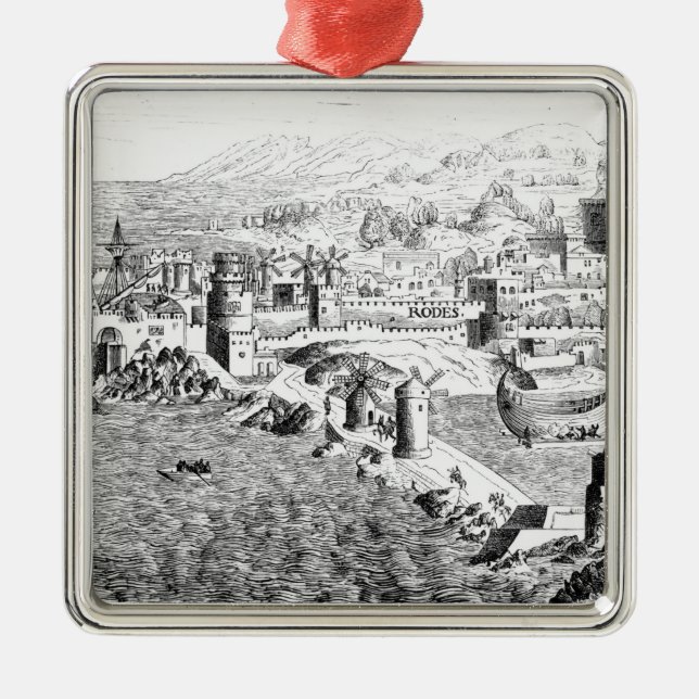 Ornamento De Metal Mapa da ilha do Rodes (Frente)