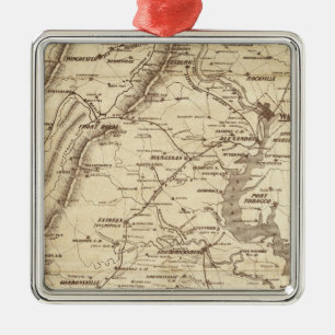 Ornamento De Metal Mapa da marcação do telegrama da guerra