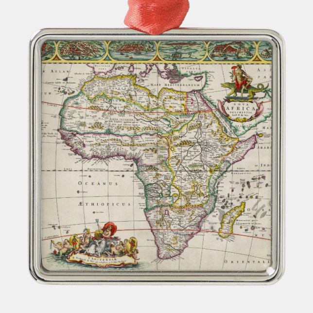 Ornamento De Metal Mapa da nova África de África | (Frente)