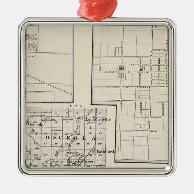 Ornamento De Metal Mapa da parte austero e ocidental de condados de (Frente)