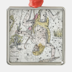 Ornamento De Metal Mapa da placa VIII das constelações