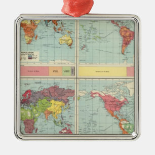 Ornamento De Metal Mapa da população de mundo