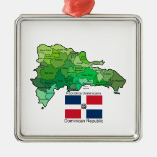 Ornamento De Metal Mapa da República Dominicana