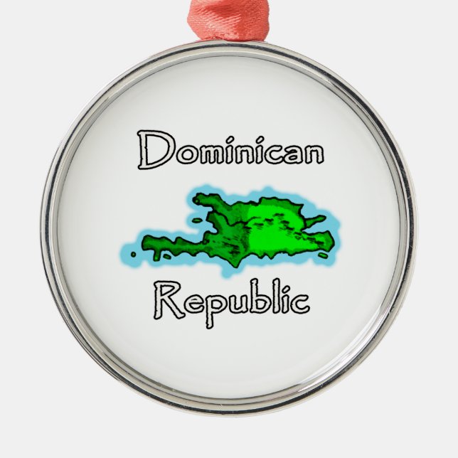 Ornamento De Metal Mapa da República Dominicana (Frente)