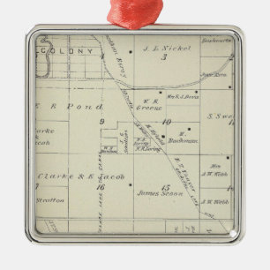 Ornamento De Metal Mapa da Seção do Condado de Tulare T22S R23E