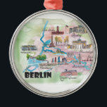 Ornamento De Metal Mapa da Vintage Retro Alemanha de Berlim<br><div class="desc">Cor d'água do Mapa da Vintagem de Berlim Alemanha</div>