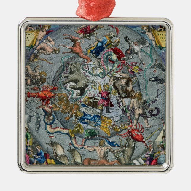 Ornamento De Metal Mapa das constelações do norte (Frente)