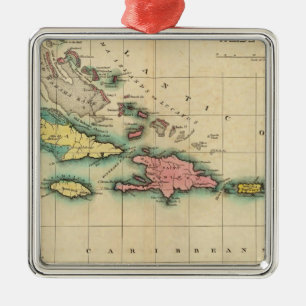 Ornamento De Metal Mapa das Índias Ocidentais