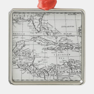 Ornamento De Metal Mapa das Índias Ocidentais