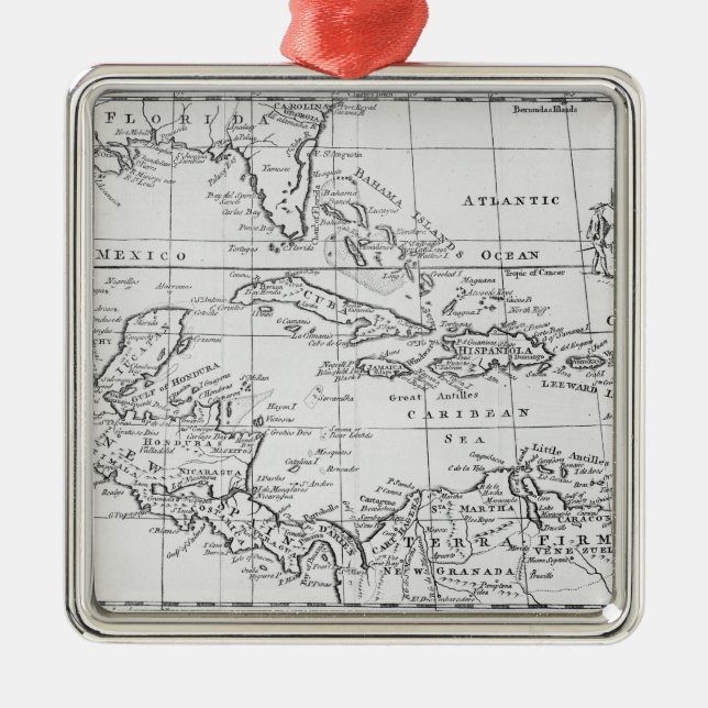 Ornamento De Metal Mapa das Índias Ocidentais (Frente)