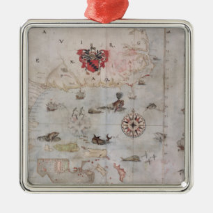 Ornamento De Metal Mapa de America do Norte oriental