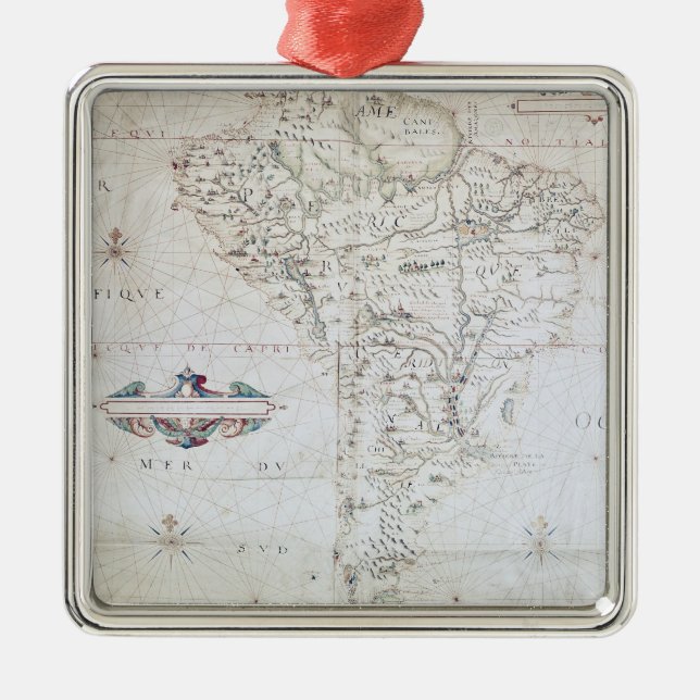Ornamento De Metal Mapa de Ámérica do Sul (Frente)