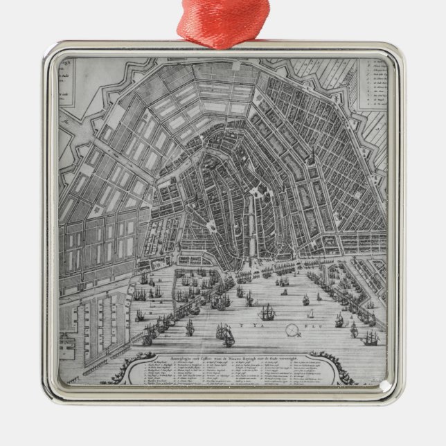 Ornamento De Metal Mapa de Amsterdão, 1662 (Frente)