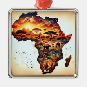 Ornamento De Metal Mapa de animais da África em fantasia