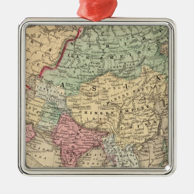 Ornamento De Metal Mapa de Ásia por Mitchell (Frente)