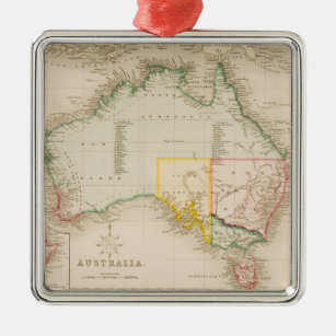 Ornamento De Metal Mapa de Austrália & de Nova Zelândia