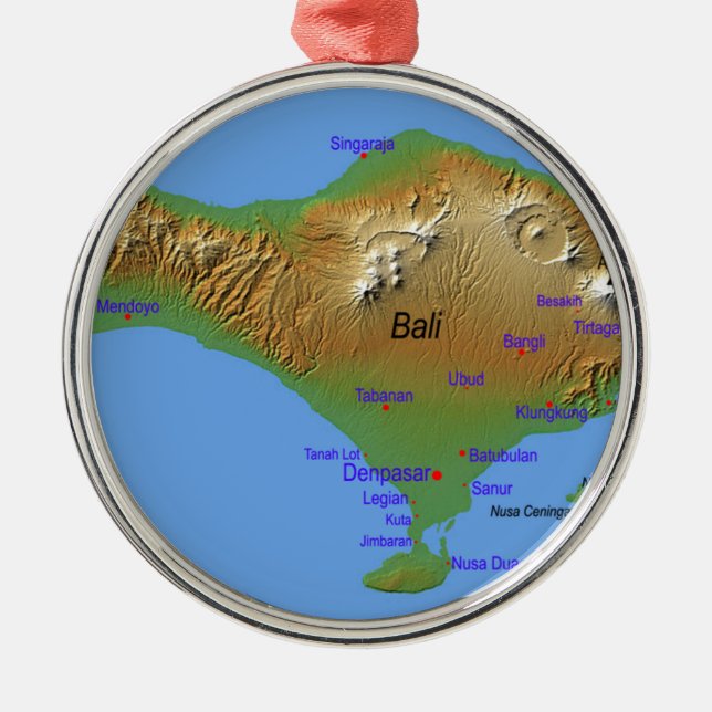 Ornamento De Metal Mapa de Bali Holliday (Frente)