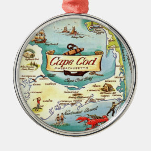 Ornamento De Metal Mapa de Cape Cod MA