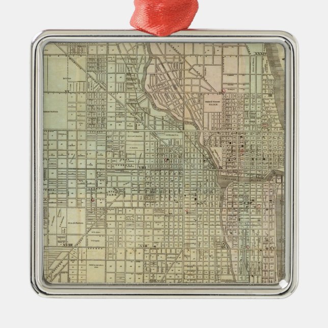 Ornamento De Metal Mapa De Chicago (Frente)